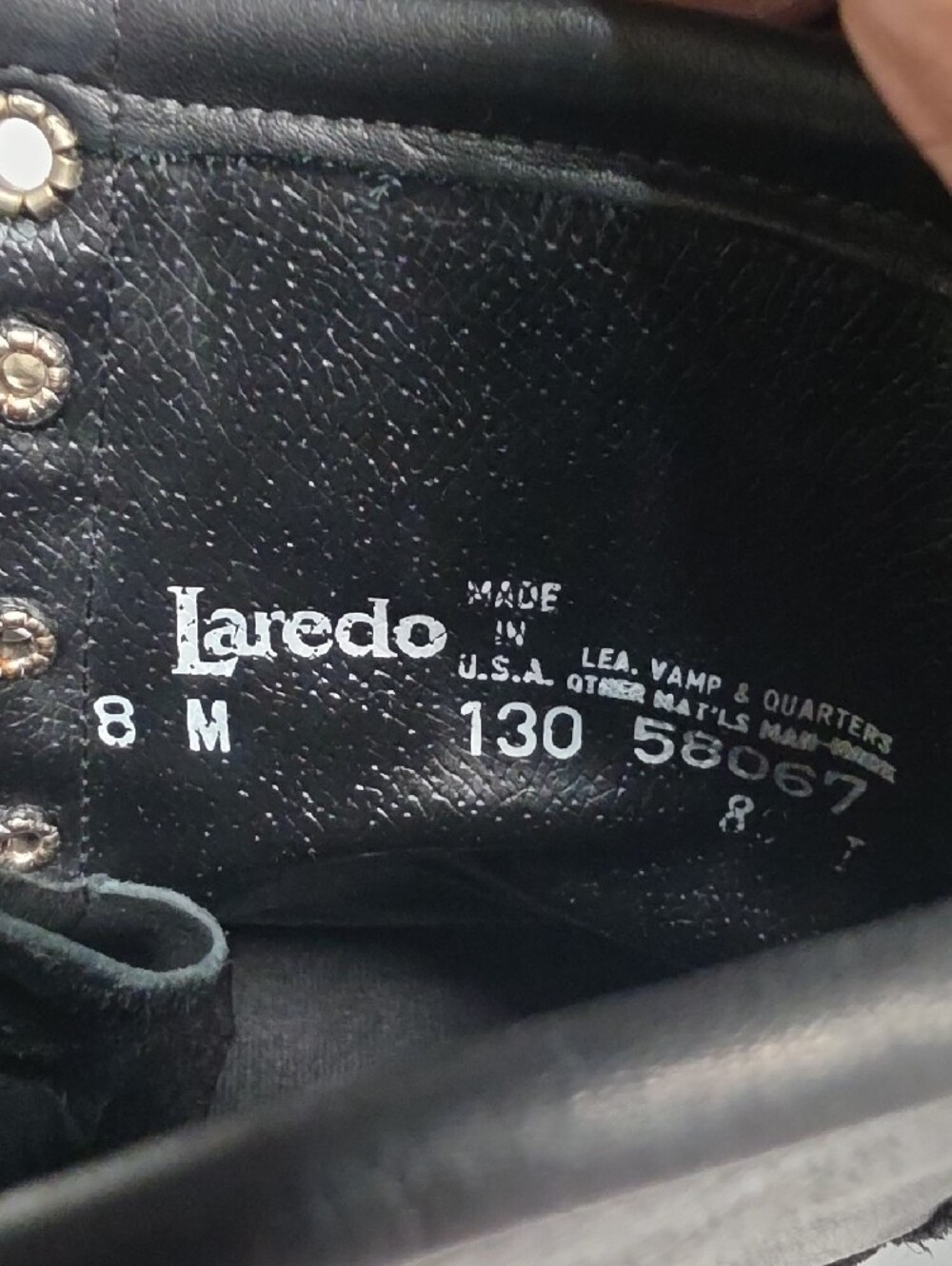 Laredo Vintage Black Leather Lace-Up Western Roper Boots - Size 8 - Picture 3 of 13